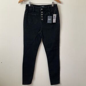 Oat New York High Rise Sailor Skinny Black Stretch Jeans Women’s 26 Black Forest